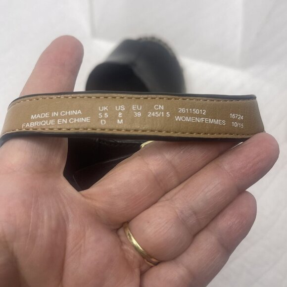 Clarks Black Leather Petrina Selma Ankle Strap Wedge Open Toe Sandal 8M - Picture 8 of 10